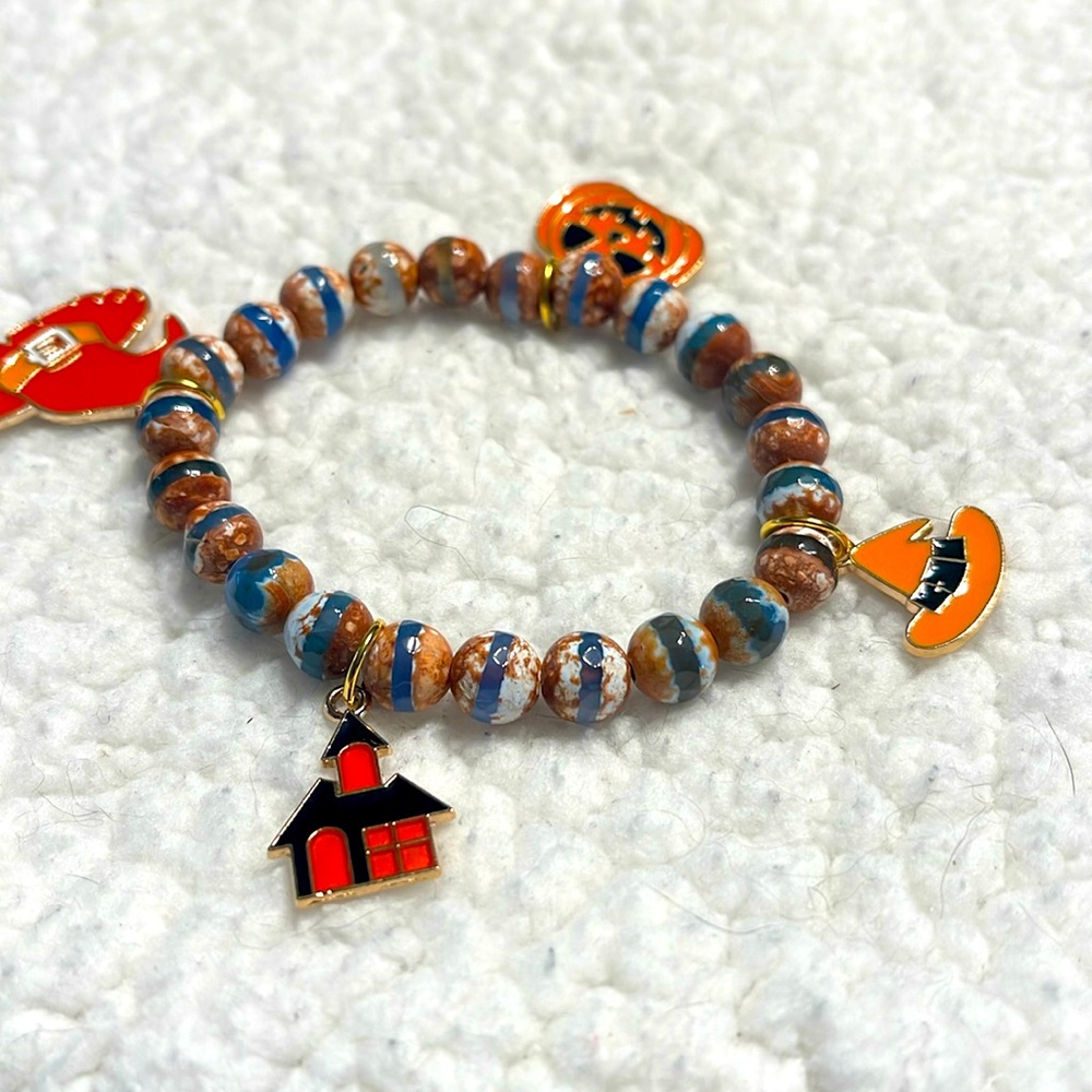 Halloween Charm calsilica stone Beaded Bracelet for Kids